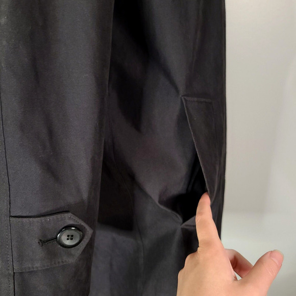 London Fog Woman's Black Over Sized Trench Coat Small Petite Hidden Buttons Fall - Picture 7 of 16